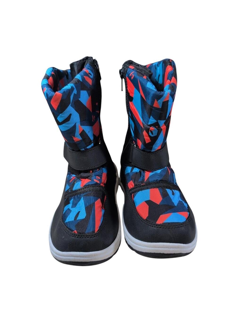 KKomForme Unisex Snow Boots Waterproof Winter Outdoor Orange Blue Zip Up Slip In